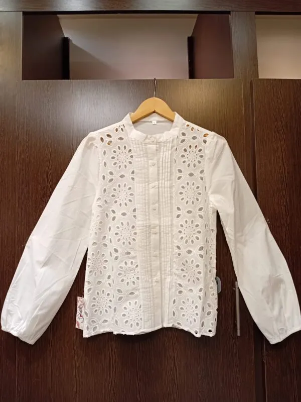 Camisa Broderie cuello mao