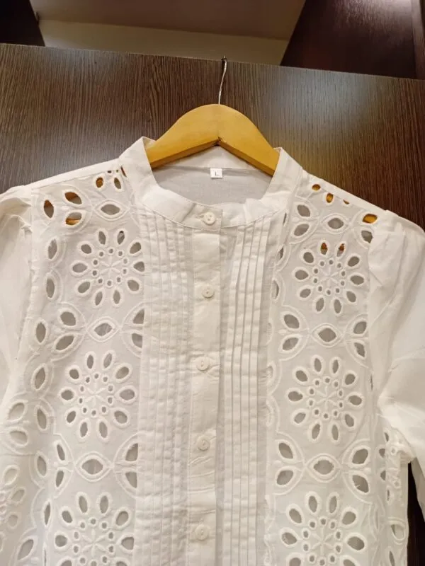 Camisa Broderie cuello mao