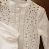 Camisa Broderie cuello mao