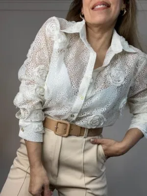 Camisa tul flores