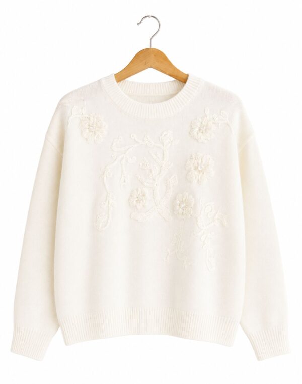Sweater flores bordadas lentejuelas