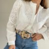 Camisa broderie cuello mao