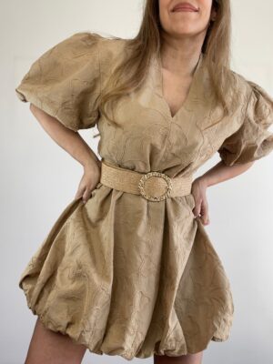 Vestido Bordado Manga Globo