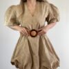 Vestido Bordado Manga Globo