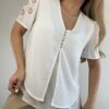 Blusa de Gasa Bordada y Calada