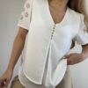 Blusa de Gasa Bordada y Calada
