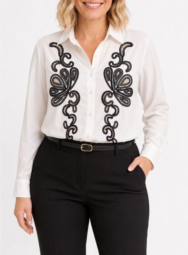Camisa Bordada con Lentejuelas Talles Grandes