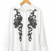 Camisa Bordada con Lentejuelas Talles Grandes