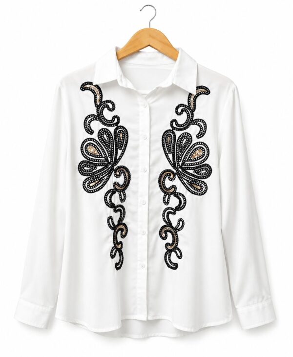 Camisa Bordada con Lentejuelas Talles Grandes