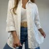 Camisa Aplique de Flores Talles Grandes