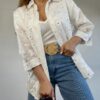 Camisa Aplique de Flores Talles Grandes