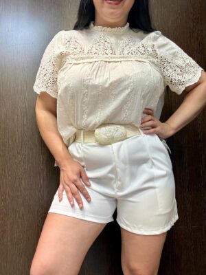 Blusa broderie combinada puntillas tejidas