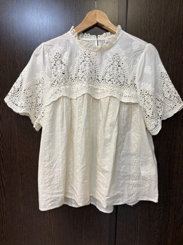 Blusa broderie combinada puntillas tejidas