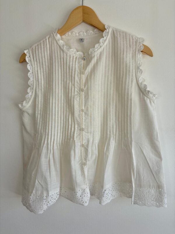 Blusa sin mangas puntilla tableada