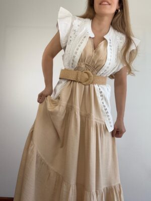 Vestido largo puntilla