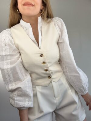 Chaleco sastrero lino espalda descubierta