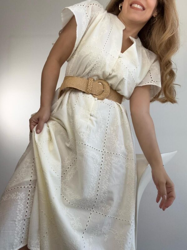 Vestido largo broderie botones talles grandes