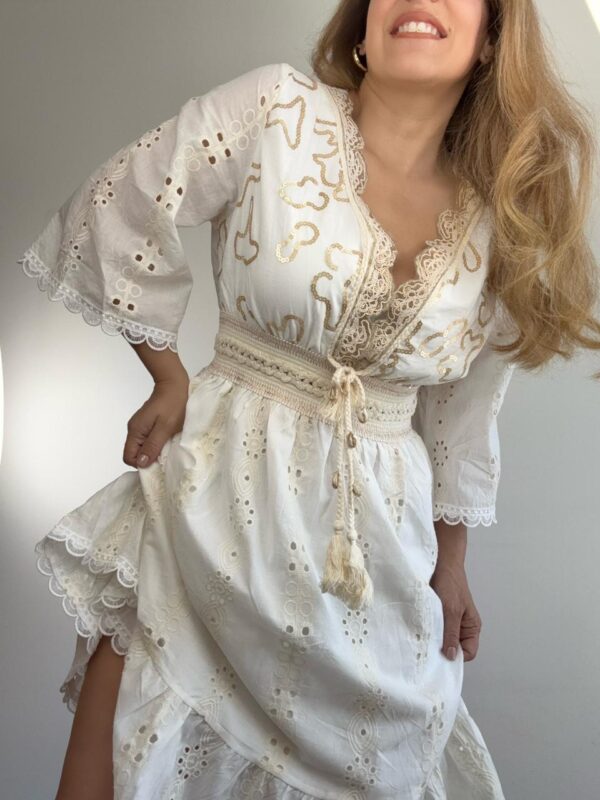 Vestido corto broderie lentejuelas