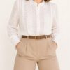 Blusa puntillas cuello mao talles grandes