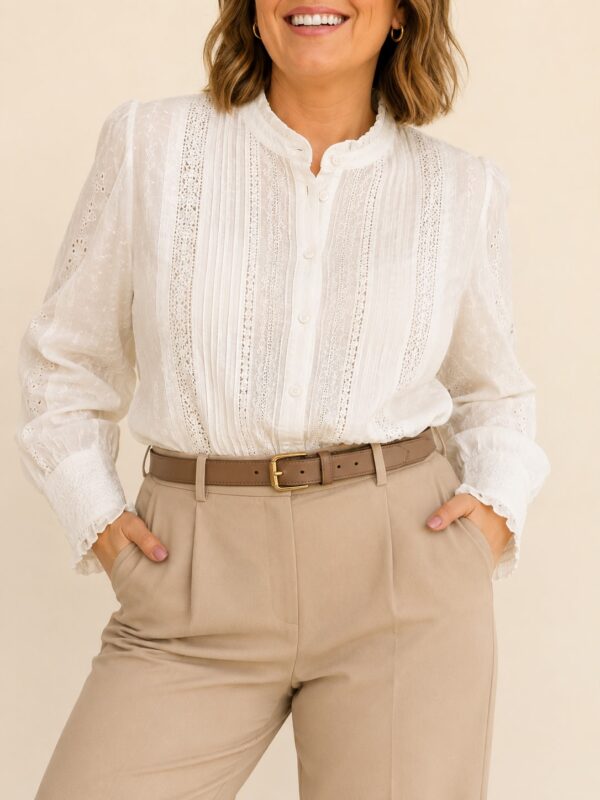 Blusa puntillas cuello mao talles grandes