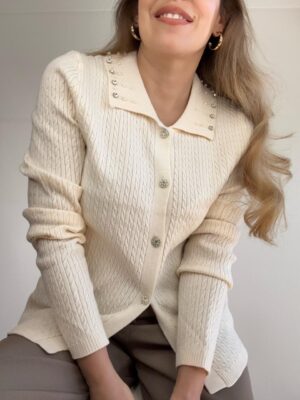 Cardigan trenzado brillos