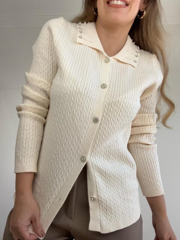 Cardigan trenzado brillos