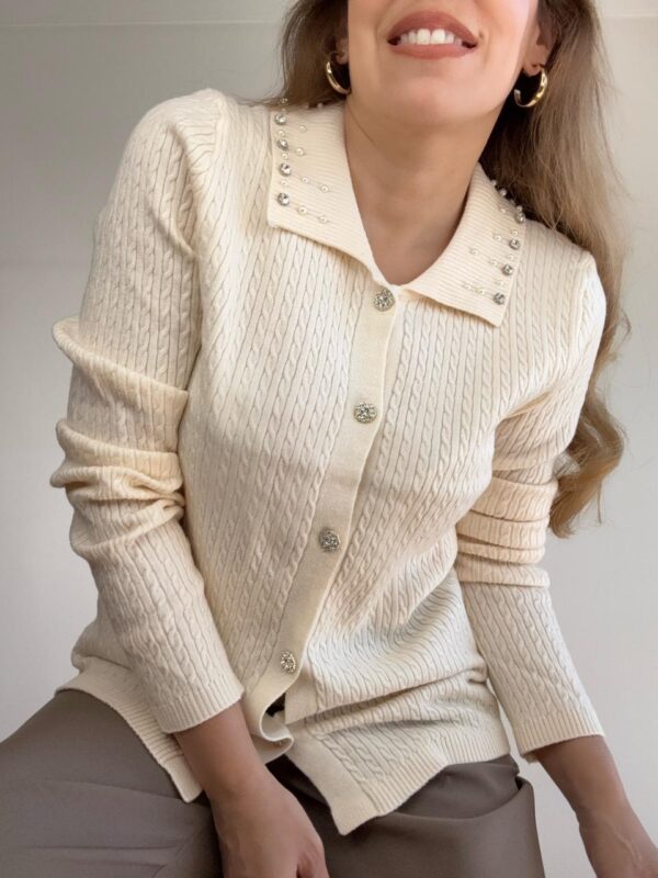Cardigan trenzado brillos