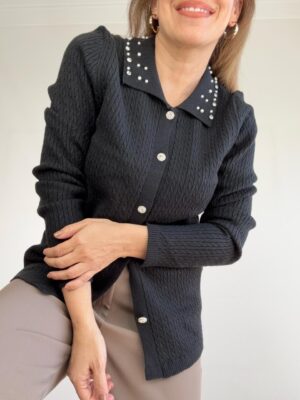 Cardigan trenzado brillos