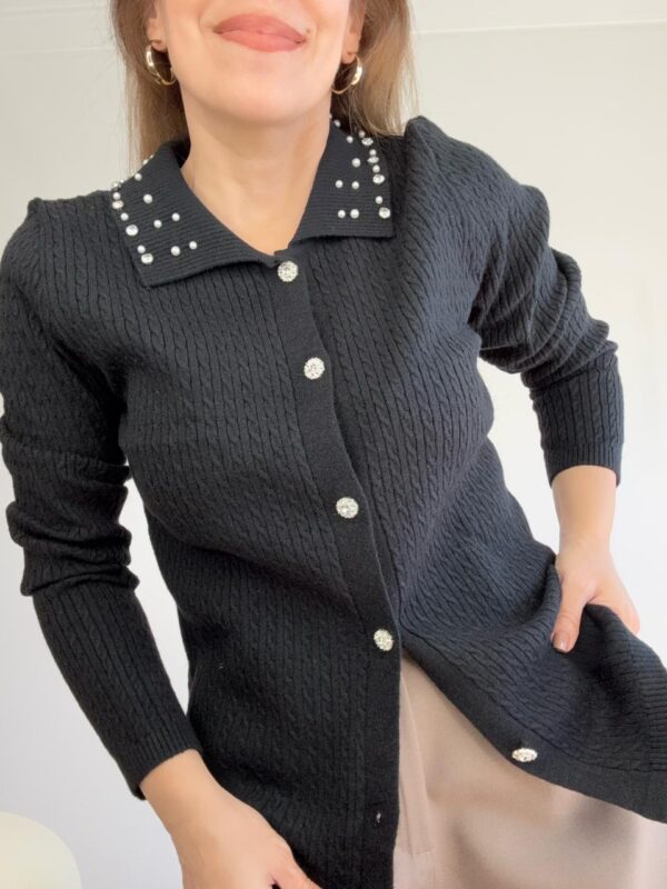 Cardigan trenzado brillos
