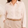 Camisa flores bordadas talles grandes