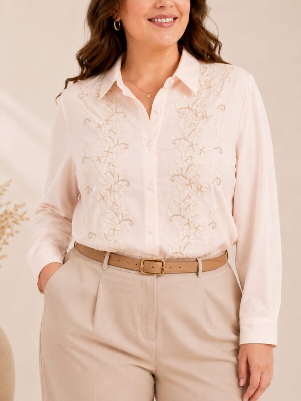 Camisa flores bordadas talles grandes
