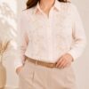 Camisa flores bordadas talles grandes