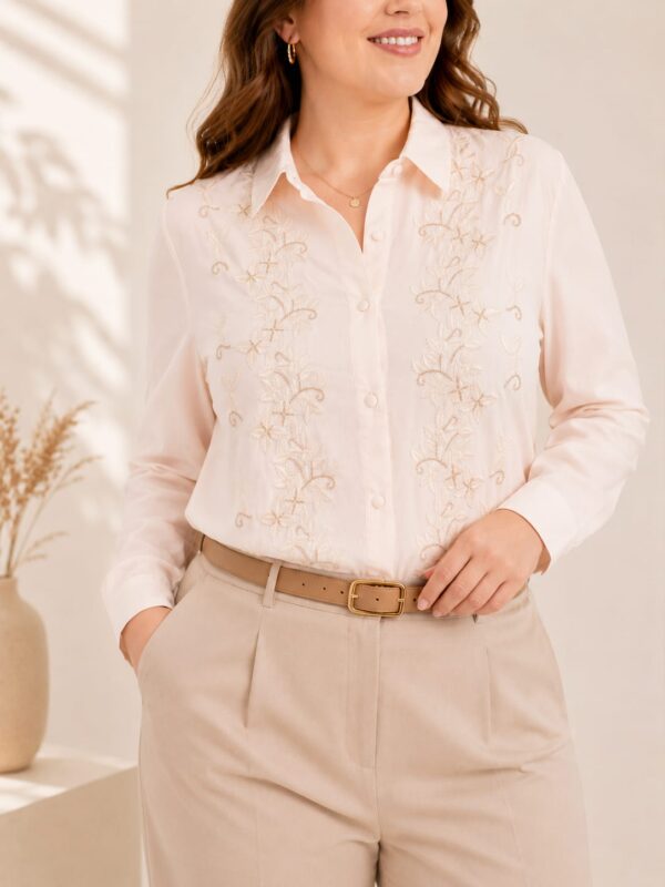 Camisa flores bordadas talles grandes