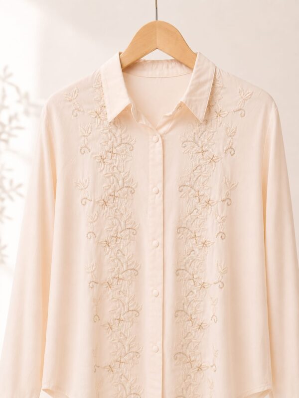 Camisa flores bordadas talles grandes