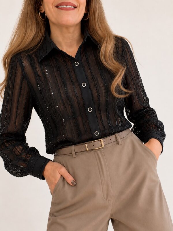Camisa tul con lentejuelas