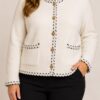 cardigan ribetes botones brillos