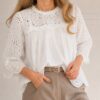 Blusa broderie tableada