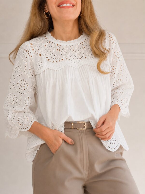 Blusa broderie tableada