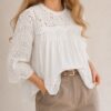 Blusa broderie tableada