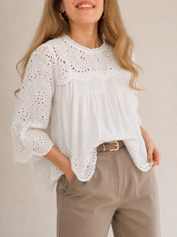 Blusa broderie tableada