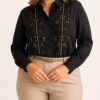 Camisa bordada canutillos talles grandes