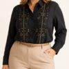 Camisa bordada canutillos talles grandes