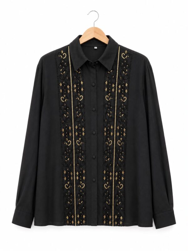 Camisa bordada canutillos talles grandes