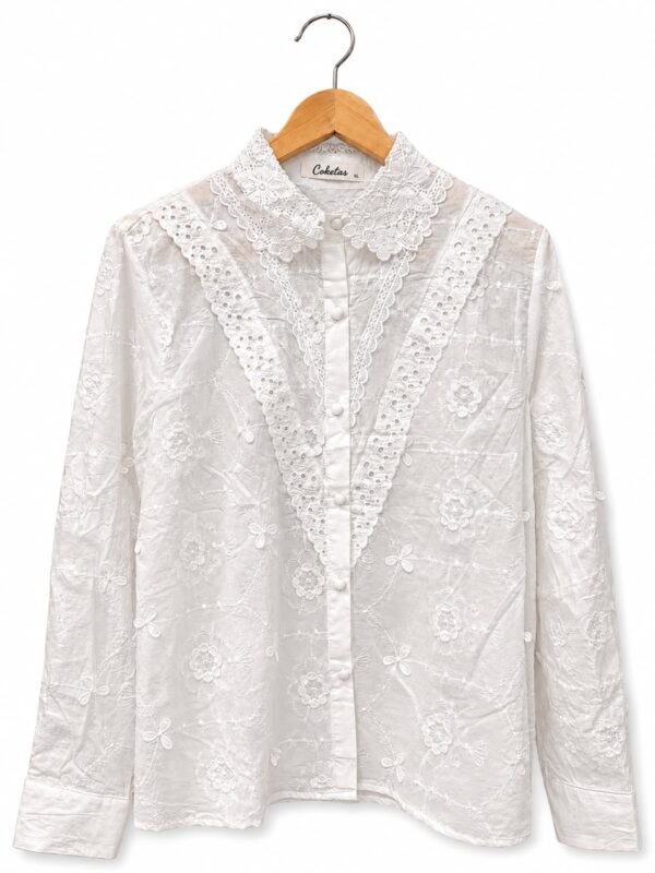 Camisa bordada guipur talles grandes