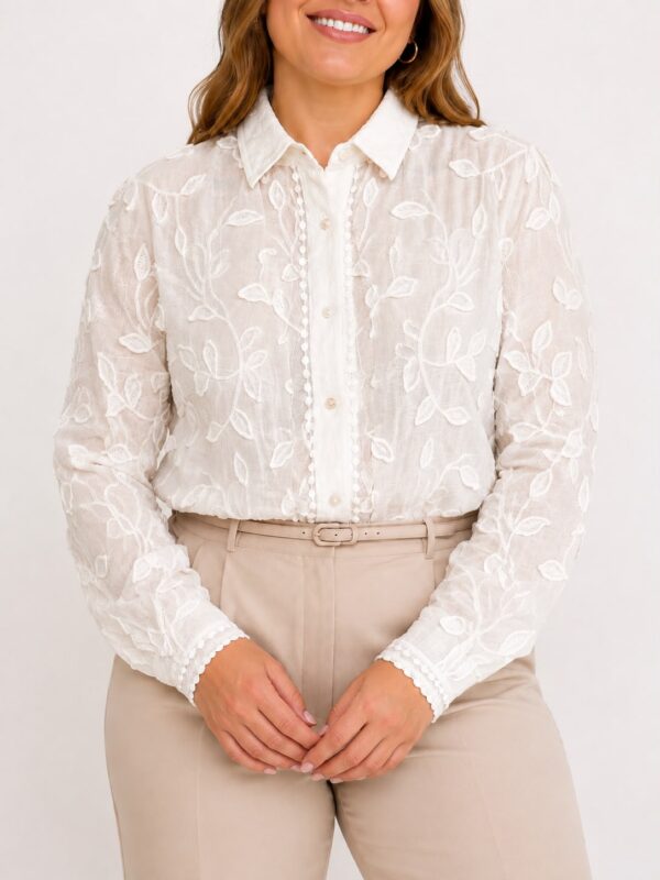 Camisa hojas bordadas talles grandes