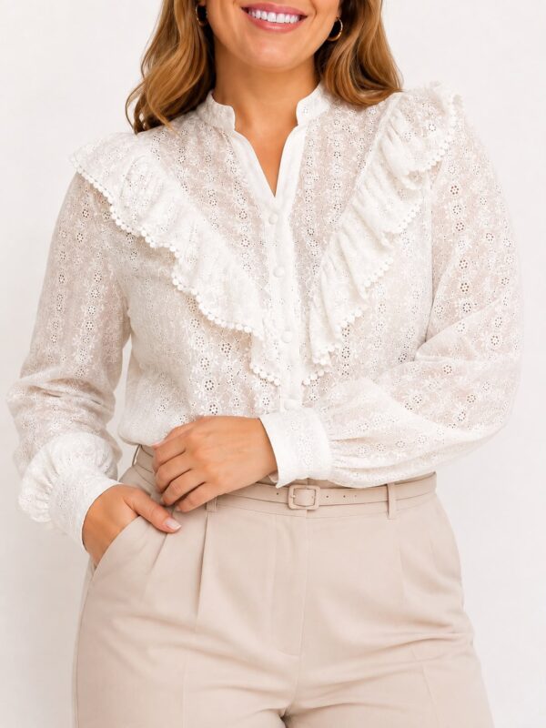 Camisa broderie volados talles grandes