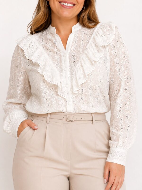 Camisa broderie volados talles grandes