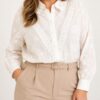 Camisa bordada guipur talles grandes