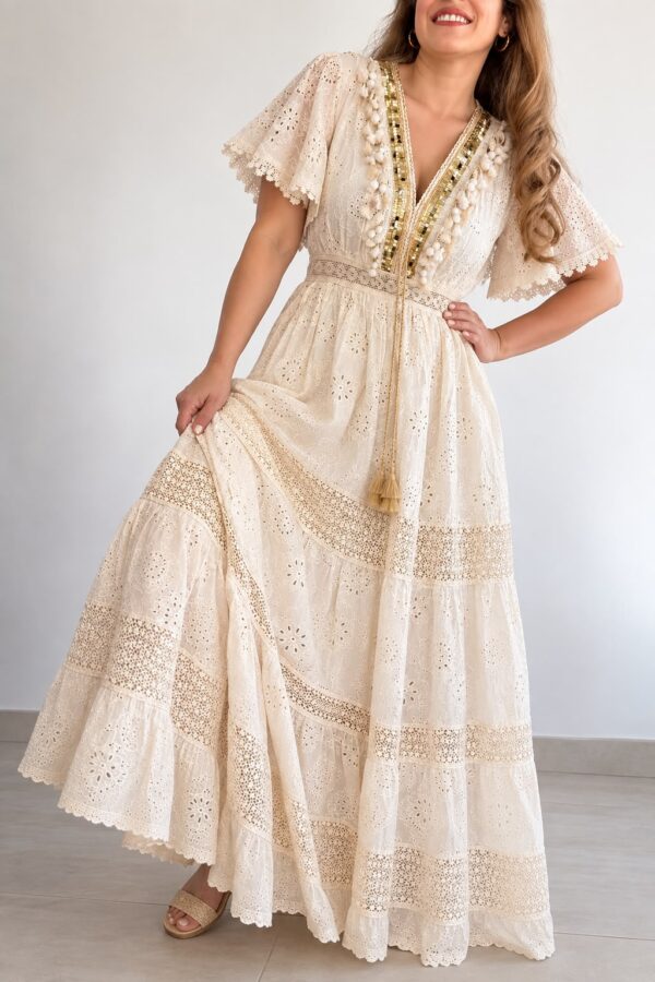Vestido largo broderie