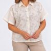 Camisa flores bordadas lentejuelas